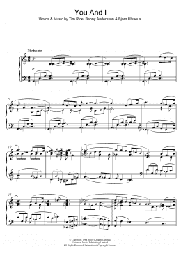 page one of You and I (from "Chess") (Piano Solo)