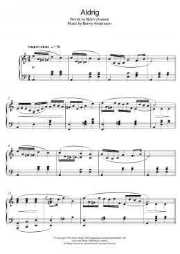 page one of Aldrig (Piano Solo)