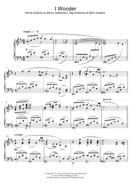 page one of I Wonder (Piano Solo)