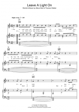 page one of Leave A Light On (Piano, Vocal & Guitar Chords)