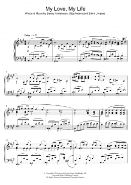 page one of My Love, My Life (Piano Solo)