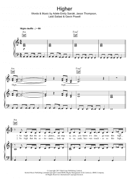 page one of Higher (featuring Giggs) (Piano, Vocal & Guitar Chords)