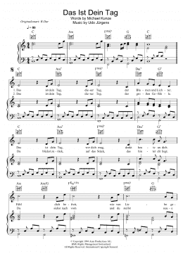 page one of Das Ist Dein Tag (Piano, Vocal & Guitar Chords)