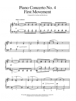 page one of Piano Concerto No.4 In G Major, First Movement (Easy Piano)
