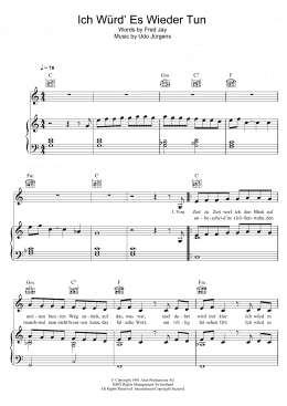 page one of Ich Wurd' Es Wieder Tun (Piano, Vocal & Guitar Chords)