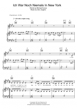 page one of Ich War Noch Niemals In New York (Piano, Vocal & Guitar Chords)