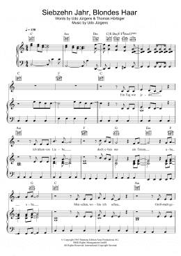 page one of Siebzehn Jahr, Blondes Haar (Piano, Vocal & Guitar Chords)