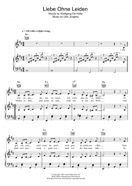 page one of Liebe Ohne Leiden (Piano, Vocal & Guitar Chords)