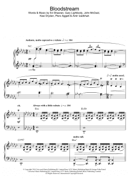 page one of Bloodstream (Piano Solo)