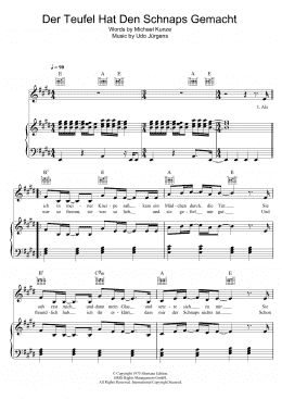 page one of Der Teufel Hat Den Schnaps Gemacht (Piano, Vocal & Guitar Chords)