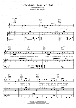 page one of Ich Weiss, Was Ich Will (Piano, Vocal & Guitar Chords)