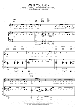 page one of Want You Back (Piano, Vocal & Guitar Chords)