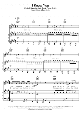 page one of I Know You (featuring Bastille) (Piano, Vocal & Guitar Chords)