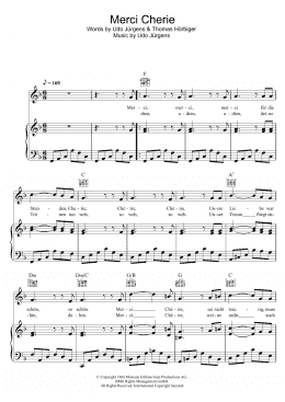 page one of Merci Cherie (Piano, Vocal & Guitar Chords)