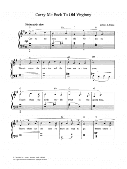 page one of Carry Me Back To Old Virginny (Piano & Vocal)