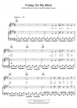 page one of Friday On My Mind (Piano, Vocal & Guitar Chords)