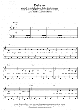 page one of Believer (Easy Piano)