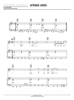 page one of Afrique Adieu (Piano, Vocal & Guitar Chords)