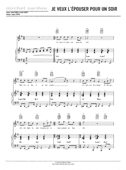 page one of Je Veux L'Epouser Pour Un Soir (Piano, Vocal & Guitar Chords)