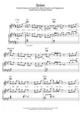 page one of Sober (Piano, Vocal & Guitar Chords)