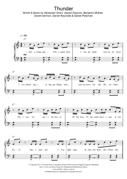 page one of Thunder (Easy Piano)