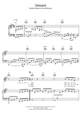 page one of Vincent (Starry Starry Night) (Piano, Vocal & Guitar Chords)