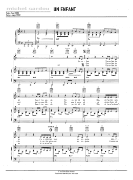 page one of Un Enfant (Piano, Vocal & Guitar Chords)