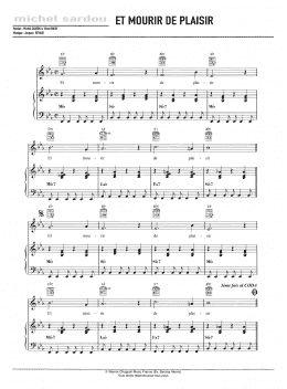 page one of Et Mourir De Plaisir (Piano, Vocal & Guitar Chords)