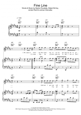 page one of Fine Line (featuring Not3s) (Piano, Vocal & Guitar Chords)