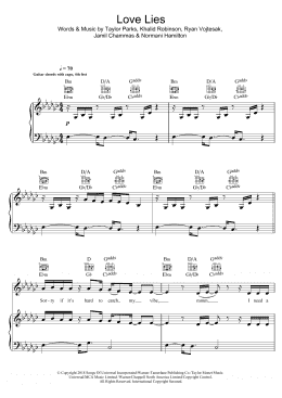 page one of Love Lies (Piano, Vocal & Guitar Chords)