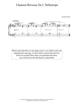 page one of Chanson Reveuse De L'Heliotrope (No. XI From 'Pieces D'Amour') (Piano Solo)