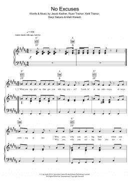 page one of No Excuses (Piano, Vocal & Guitar Chords)
