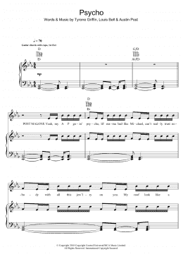 page one of Psycho (featuring Ty Dolla $ign) (Piano, Vocal & Guitar Chords)