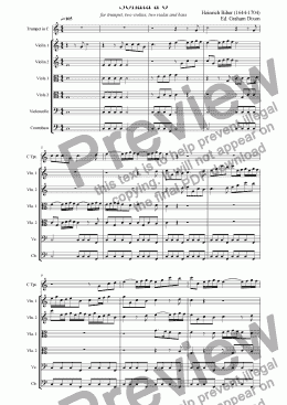 page one of Sonata a 6 for natural trumpet & strings