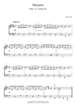 page one of Minuetto Op. 37, Lesson 8 (Piano Solo)