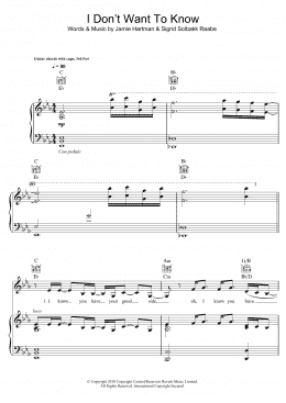 page one of I Don't Want To Know (Piano, Vocal & Guitar Chords)