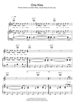page one of One Kiss (Piano, Vocal & Guitar Chords)