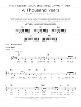page one of A Thousand Years (Keyboard (Abridged))
