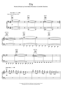 page one of Cry (Piano, Vocal & Guitar Chords)