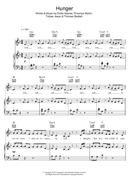 page one of Hunger (Piano, Vocal & Guitar Chords)