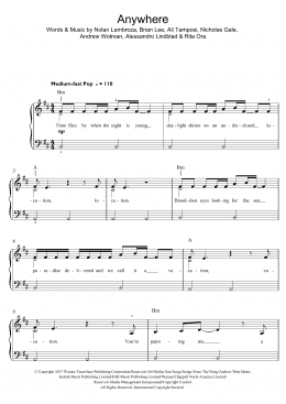 page one of Anywhere (Beginner Piano (Abridged))