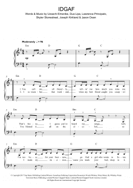 page one of IDGAF (Beginner Piano (Abridged))