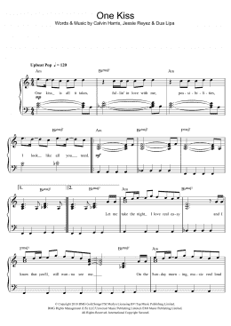 page one of One Kiss (Easy Piano)