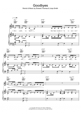 page one of Goodbyes (Piano, Vocal & Guitar Chords)