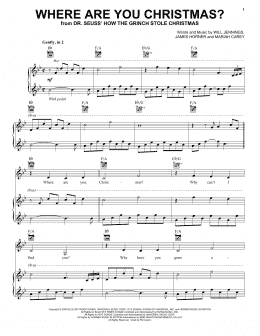 page one of Where Are You Christmas? (from How The Grinch Stole Christmas) (Piano, Vocal & Guitar Chords (Right-Hand Melody))