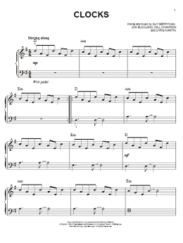 page one of Clocks (Easy Piano)