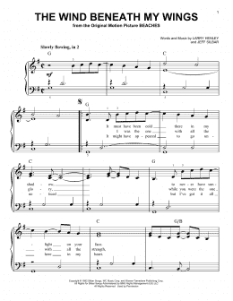 page one of The Wind Beneath My Wings (Very Easy Piano)