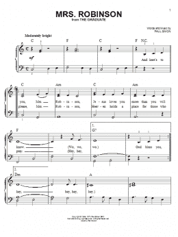 page one of Mrs. Robinson (Easy Piano)