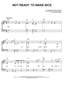 page one of Not Ready To Make Nice (Easy Piano)