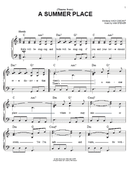 page one of (Theme From) A Summer Place (Easy Piano)